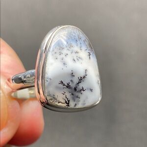 Dendrite Opal Ring Size 8 in Sold Sterling Silver 925